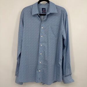 Johnnie-O Prep-Formance Gulf Blue Geometric Button Down Shirt Men’s Large